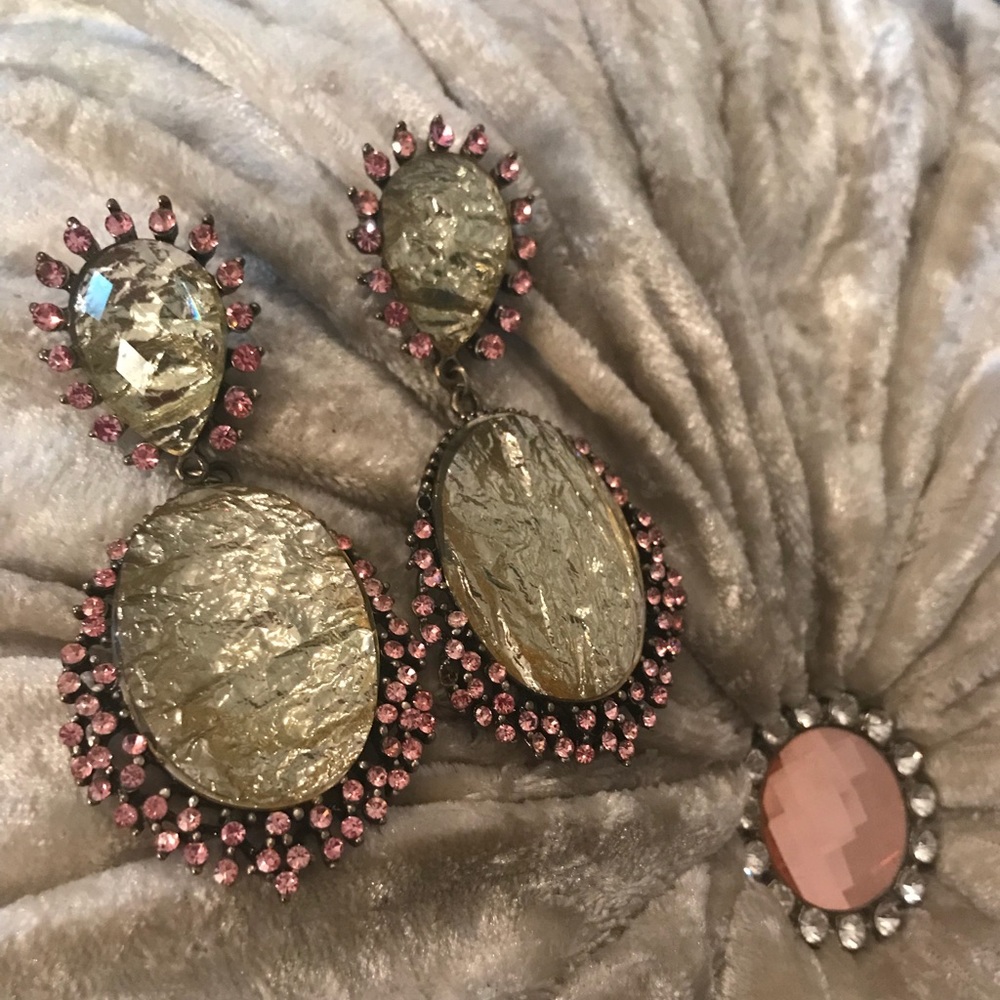 Pink Rhinestone Earrings